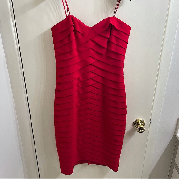 Carmen Marc Valvo Strapless Silk Cocktail Dress 6 - Picture 3 of 11